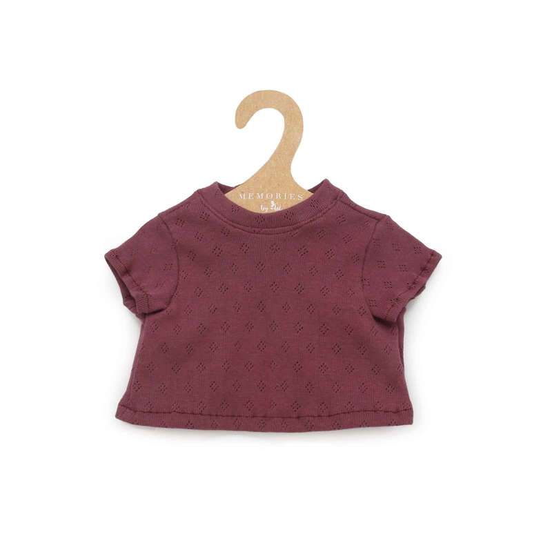 Memories by Así Dukketøj - 43-46 cm. - Kortærmet T-shirt - Mørk Rosa