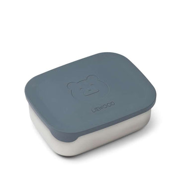 Liewood Arthur Ruminddelt Madkasse - Stål/Silikone - Mr. Bear/Whale Blue