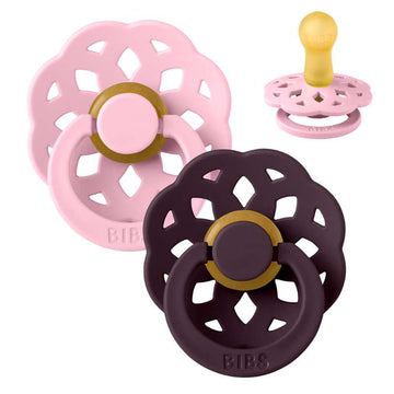 BIBS Rund Boheme Sut - 2-Pak - Str. 2 - Naturgummi - Baby Pink/Plum