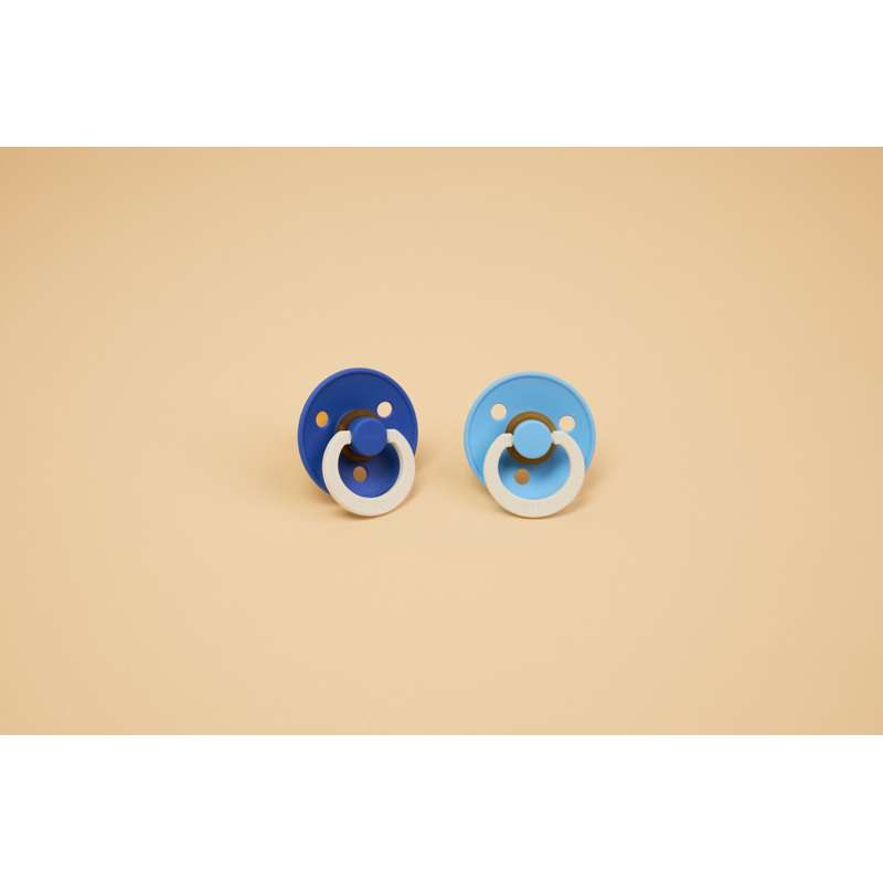 BIBS Rund Colour Sut - 2-Pak - Str. 3 - Naturgummi - GLOW - Sky Blue/Cornflower