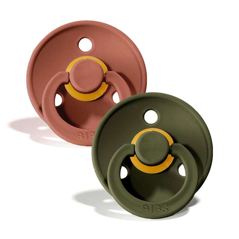 BIBS Rund Colour Sut - 2-Pak - Str. 1 - Naturgummi - Woodchuck/Hunter Green