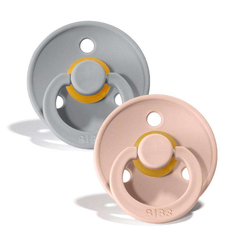 BIBS Rund Colour Sut - 2-Pak - Str. 2 - Naturgummi - Cloud/Blush