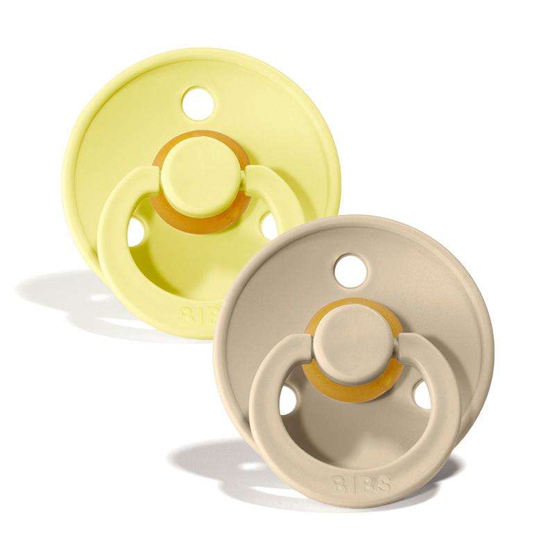 BIBS Rund Colour Sut - 2-Pak - Str. 1 - Naturgummi - Sunshine/Sand