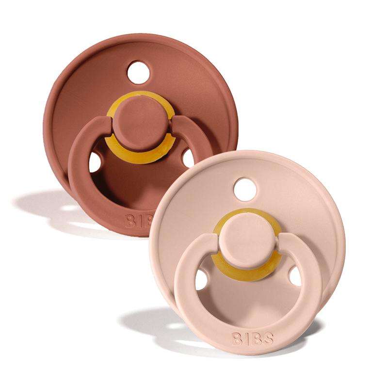 BIBS Rund Colour Sut - 2-Pak - Str. 2 - Naturgummi - Woodchuck/Blush