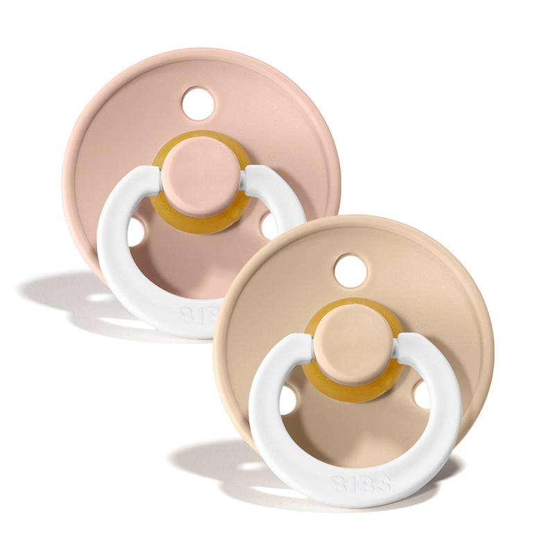 BIBS Rund Colour Sut - 2-Pak - Str. 1 - Naturgummi - GLOW - Blush/Vanilla