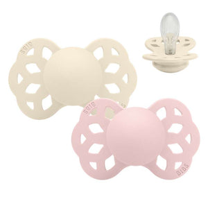 BIBS Symmetrisk Infinity Sut - 2-Pak - Str. 2 - Silikone - Ivory/Blossom