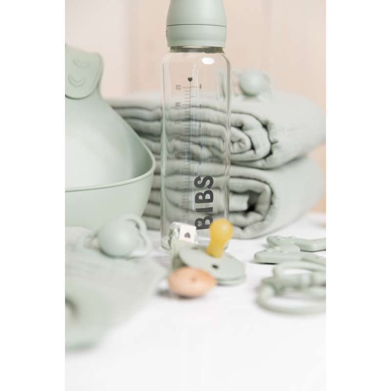 BIBS Bottle - Sutteflaskesæt - Glas - Latex/Rund - 225 ml. - Sage