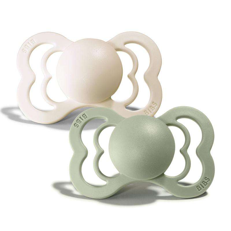 BIBS Supreme Sut - 2-Pak - Str. 1 - Silikone - Ivory/Sage