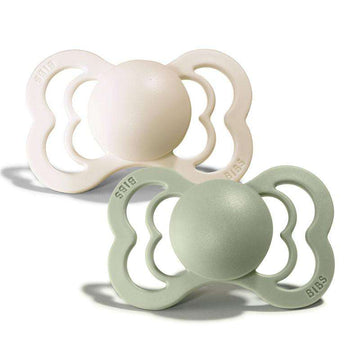 BIBS Supreme Sut - 2-Pak - Str. 1 - Silikone - Ivory/Sage