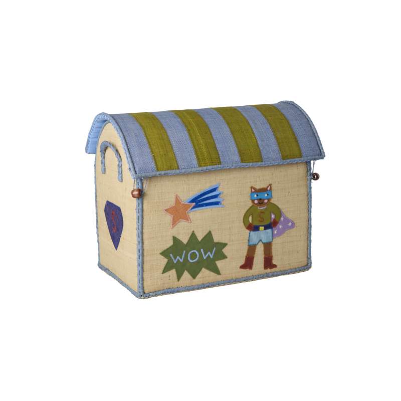 RICE Raffia Opbevaringshus - Hero - Blue - Lille