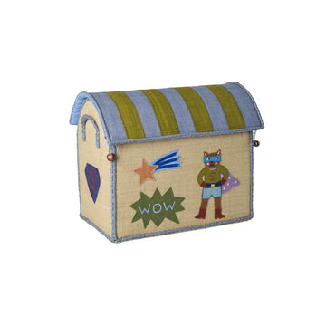 RICE Raffia Opbevaringshus - Hero - Blue - Lille