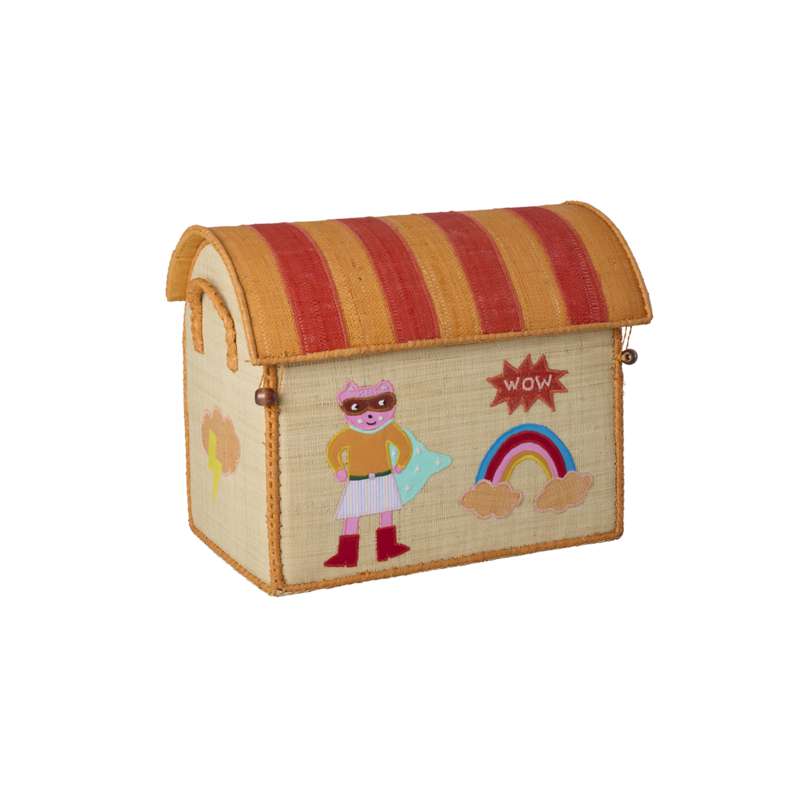 RICE Raffia Opbevaringshus - Hero - Pink - Lille