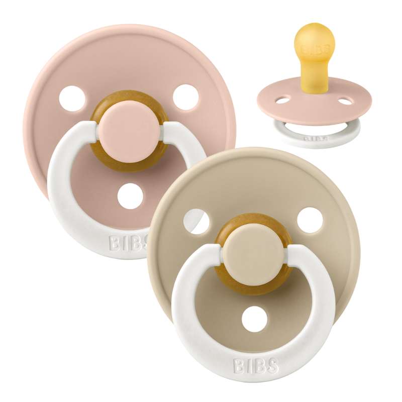 BIBS Rund Colour Sut - 2-Pak - Str. 2 - Naturgummi - GLOW - Blush/Vanilla