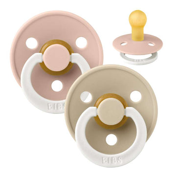 BIBS Rund Colour Sut - 2-Pak - Str. 2 - Naturgummi - GLOW - Blush/Vanilla