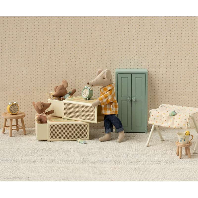 Maileg Sleepy Wakey - Baby Mus i Tændstikæske - Blå