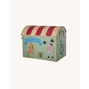 RICE Raffia Opbevaringshus - Fun Fair Theme - Stor - Blå/Grøn