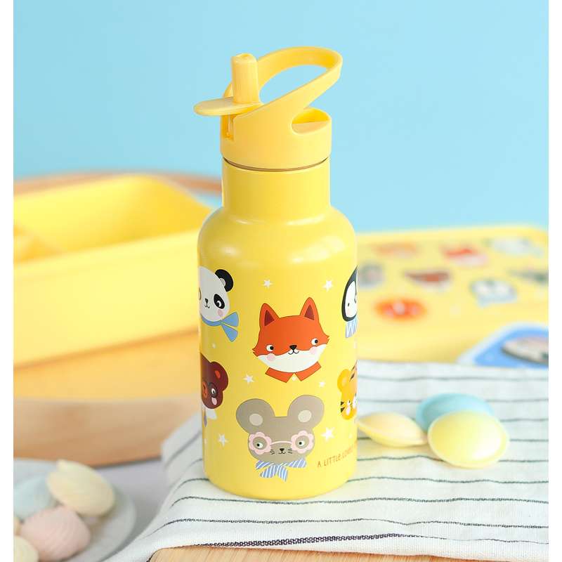 A Little Lovely Company Ståldrikkedunk - 350ml - Animal Friends