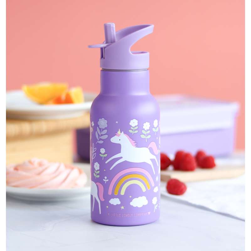A Little Lovely Company Ståldrikkedunk - 350ml - Unicorn Dreams