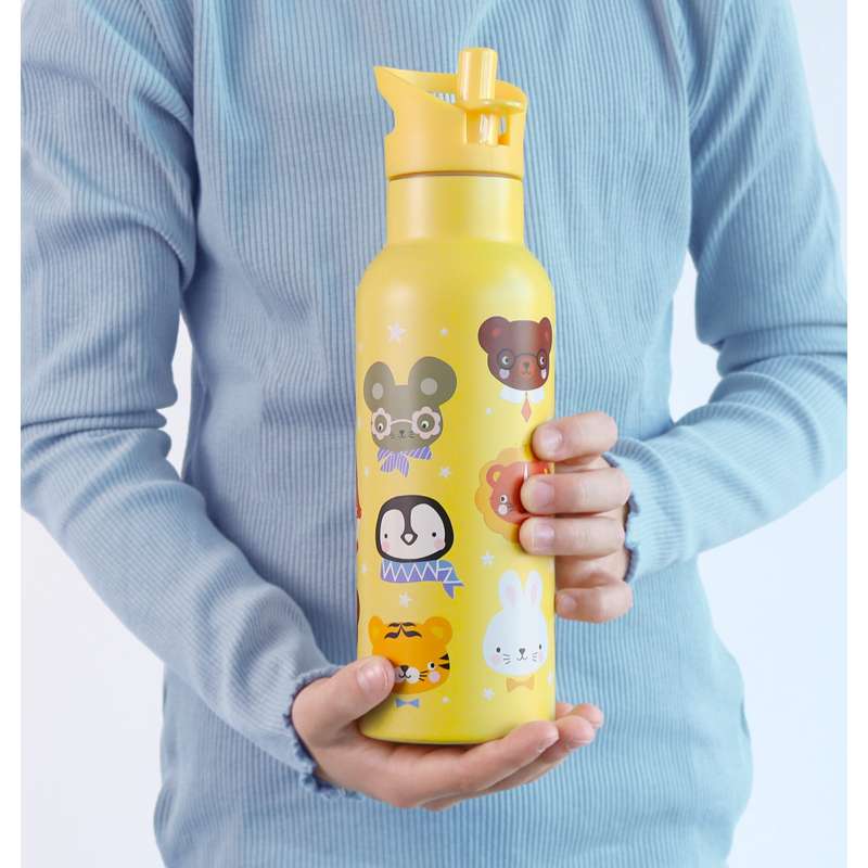 A Little Lovely Company Ståldrikkedunk - XL - 500ml - Animal Friends