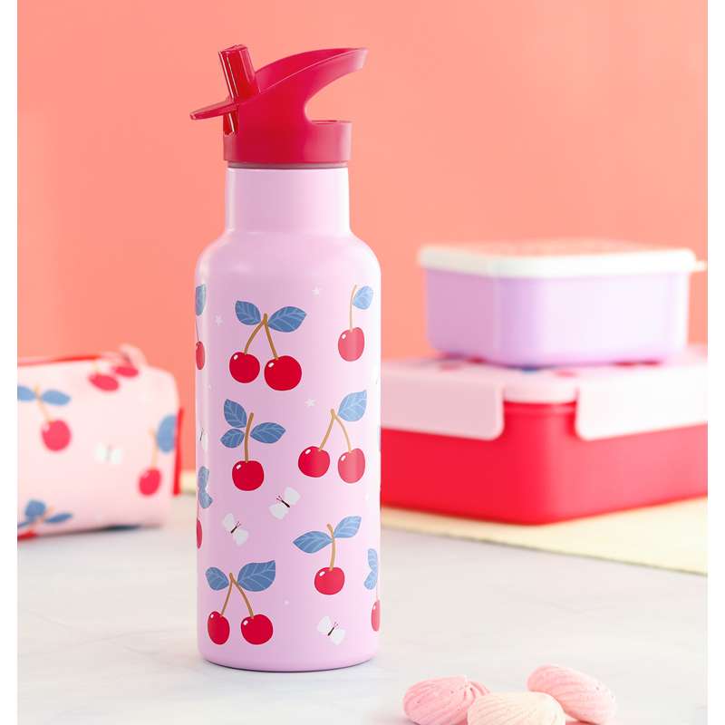 A Little Lovely Company Ståldrikkedunk - XL - 500ml - Cherries