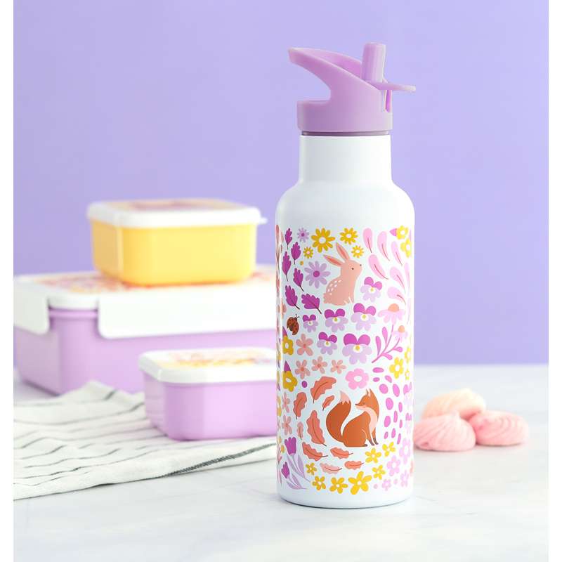 A Little Lovely Company Ståldrikkedunk - XL - 500ml - Flower Garden