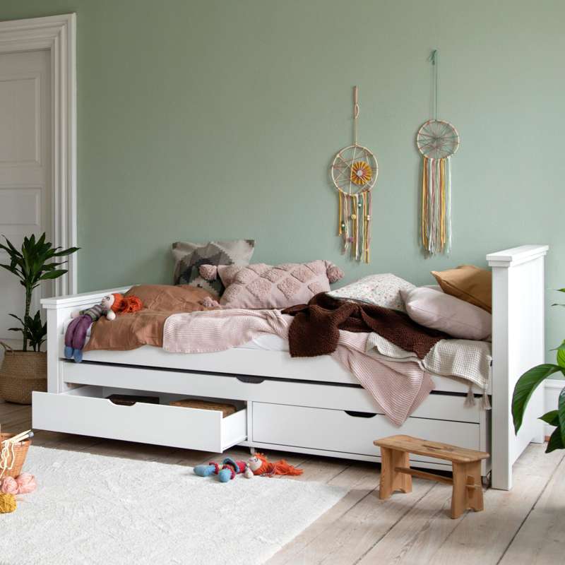 Hoppekids MAJA DELUXE - Juniorseng - 1 Høj og 1 Mellem Gavl - 90x200cm - Hvid