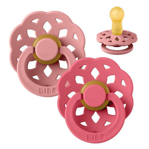 BIBS Boheme Sut - 2-Pak - Str. 2 - Naturgummi - Dusty Pink/Coral