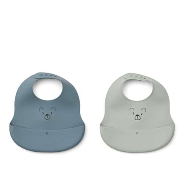 Liewood Ember Hagesmæk - 2-pak - Mr. Bear/Dove Blue/Whale Blue