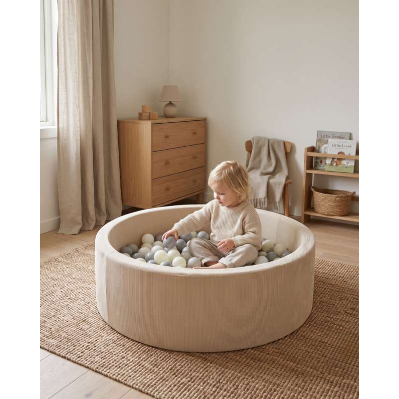 Kid'oh Boldbassin - Smal Fløjl - Sand - m. 100 Bolde - White