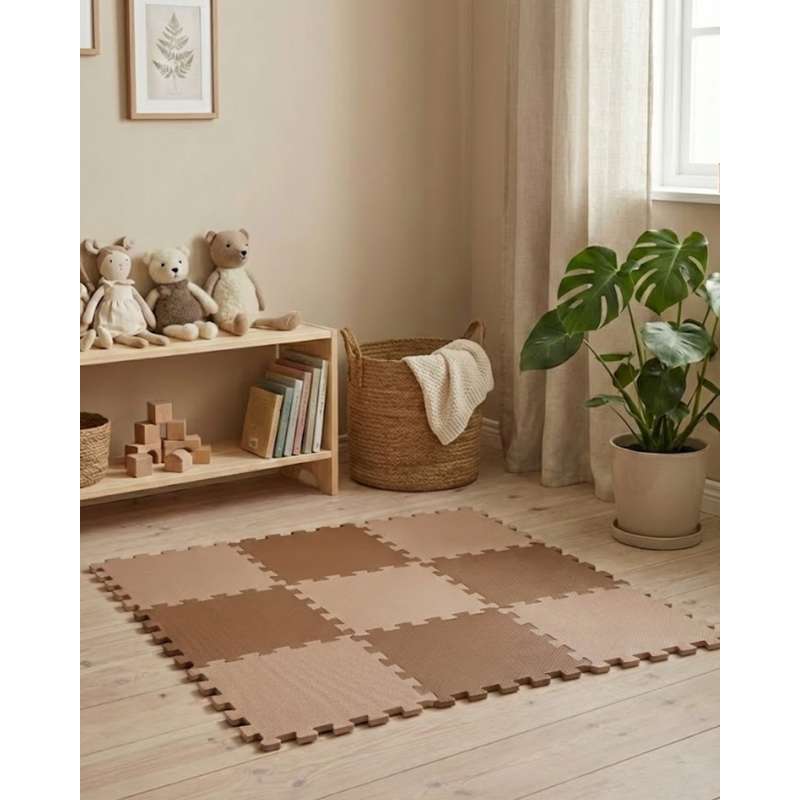 Kid'oh Skumlegegulv - 2 x 9 brikker - Caramel/Nougat