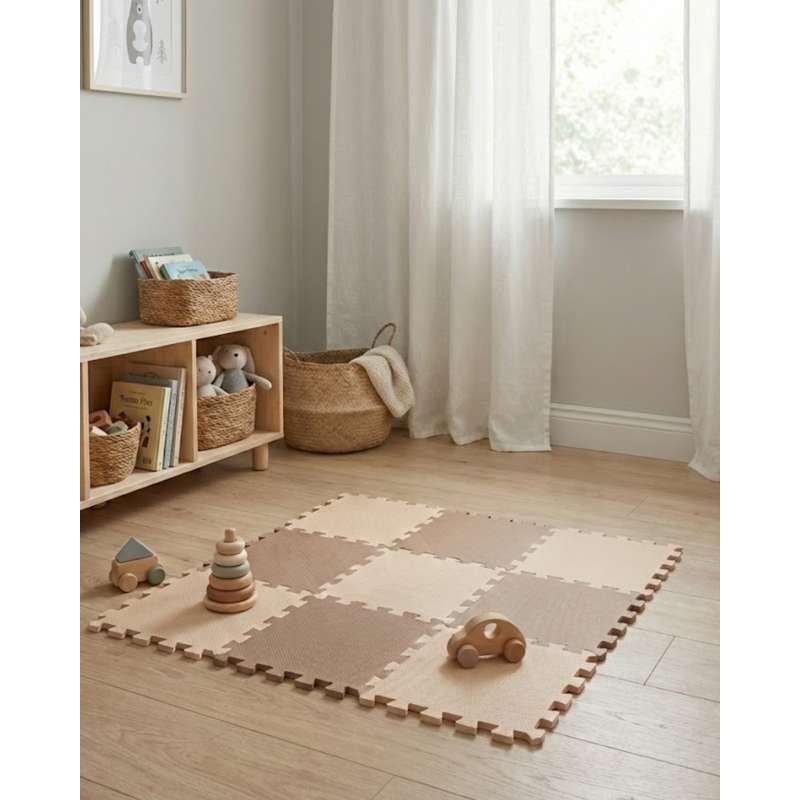 Kid'oh Skumlegegulv - 2 x 9 brikker - Nougat/Sand