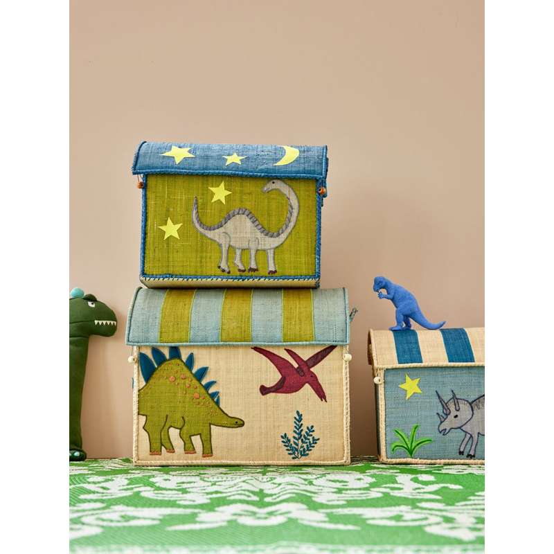RICE Raffia Opbevaringshuse - New Dinosaur - 3 stk.