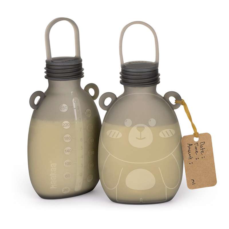 Haakaa Silikonepose til Mælk - Happii Bear - 2 stk. - 260ml