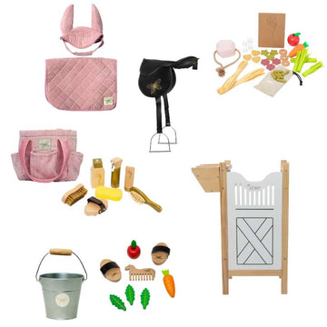 By Astrup Stald- og Udstyrspakke til Kæpheste - Maxi - Rosa Fløjl