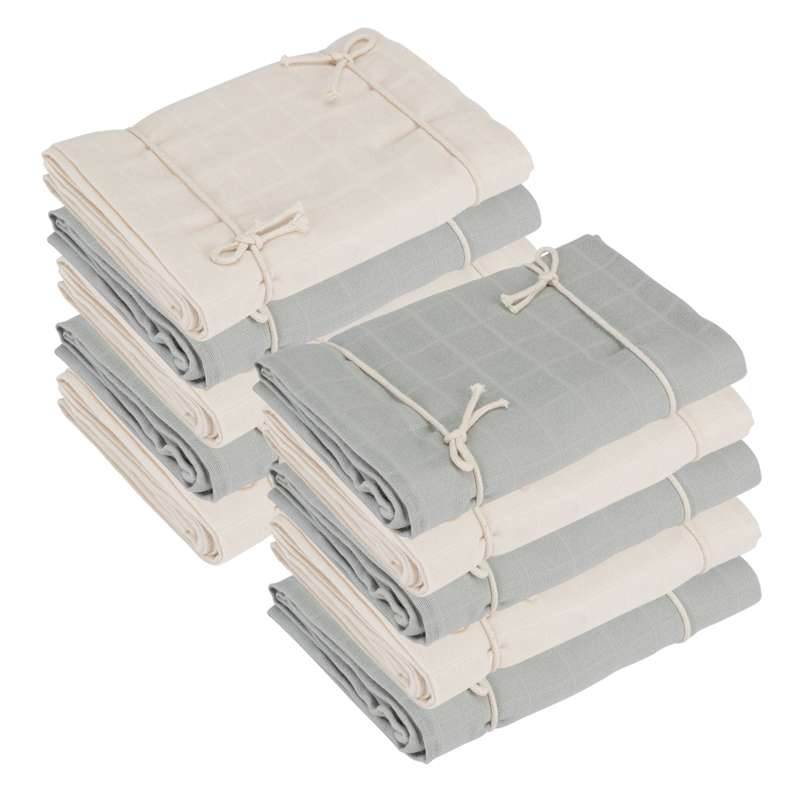 Oh'Naturel Økologiske Stofbleer - 10-pak - Swan/Dove