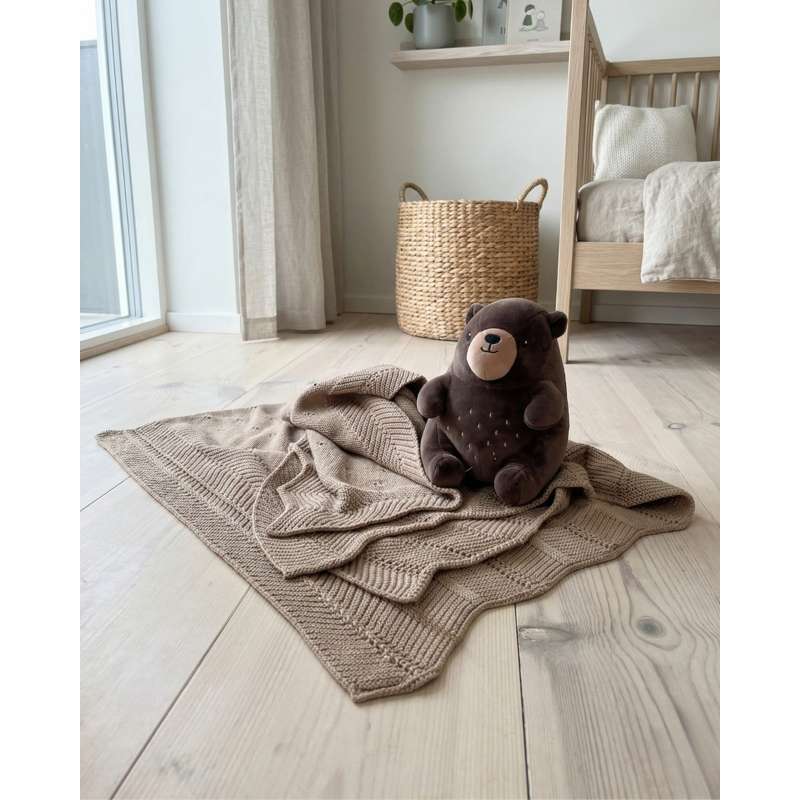 Oh'Naturel Strikket Babytæppe - Økologisk Bomuld - 80x100 cm. - Lotus