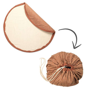 Play & Go Opbevaringstæppe - Organic Grid - Brown