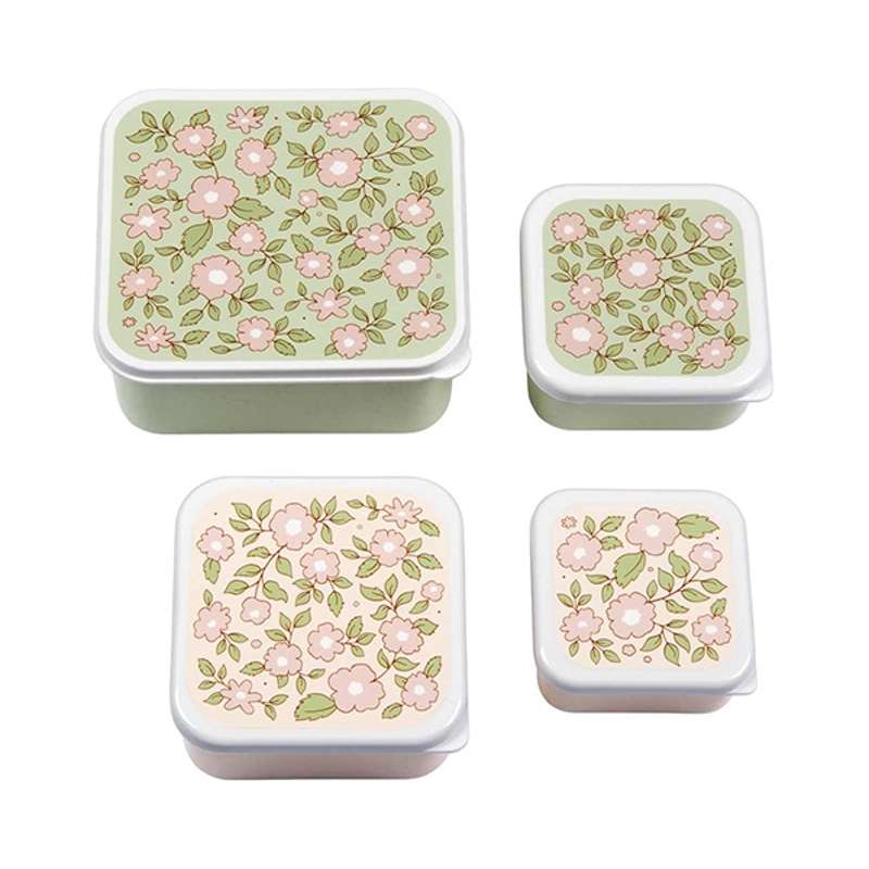 A Little Lovely Company Madkasse - og Snackbokssæt - 4 stk. - Blossoms