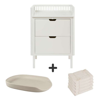 Sebra Puslebordet m. Skuffer - Classic White - Bundle 2