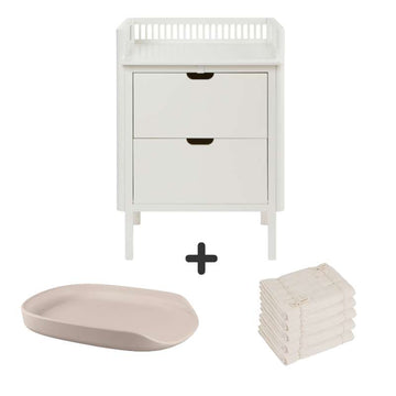 Sebra Puslebordet m. Skuffer - Classic White - Bundle 4