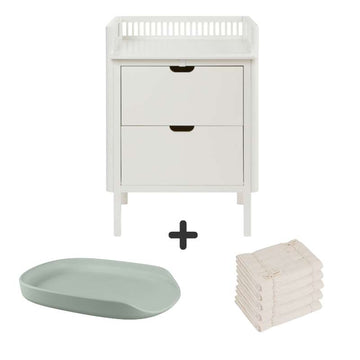 Sebra Puslebordet m. Skuffer - Classic White - Bundle 5