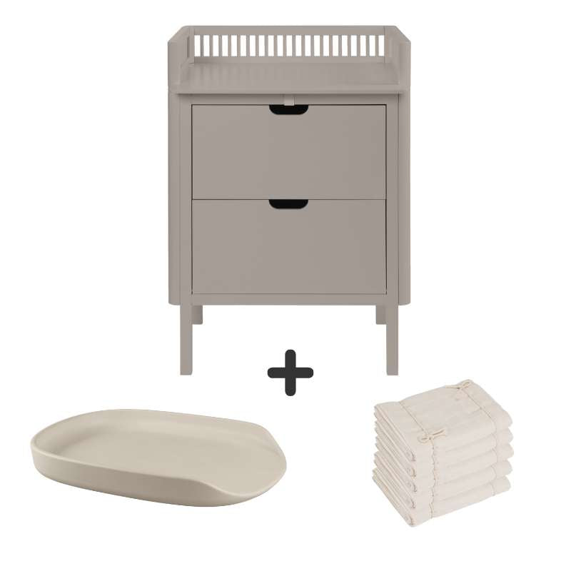 Sebra Puslebordet m. Skuffer - Jetty Beige - Bundle 2