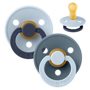 BIBS Rund Colour Sut - Str. 2 - Naturgummi - Fusion Studio - Baby Blue/Petrol Mix
