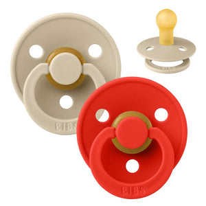 BIBS Rund Colour Sut - 2-Pak - Str. 1 - Naturgummi - Vanilla/Candy Apple