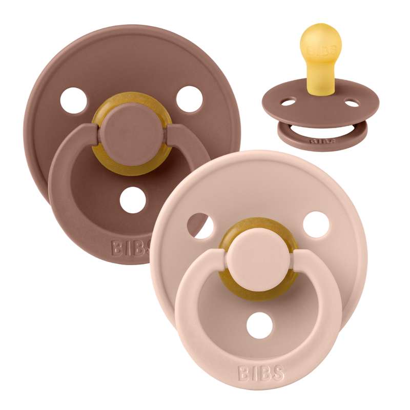 BIBS Rund Colour Sut - 2-Pak - Str. 2 - Naturgummi - Woodchuck/Blush