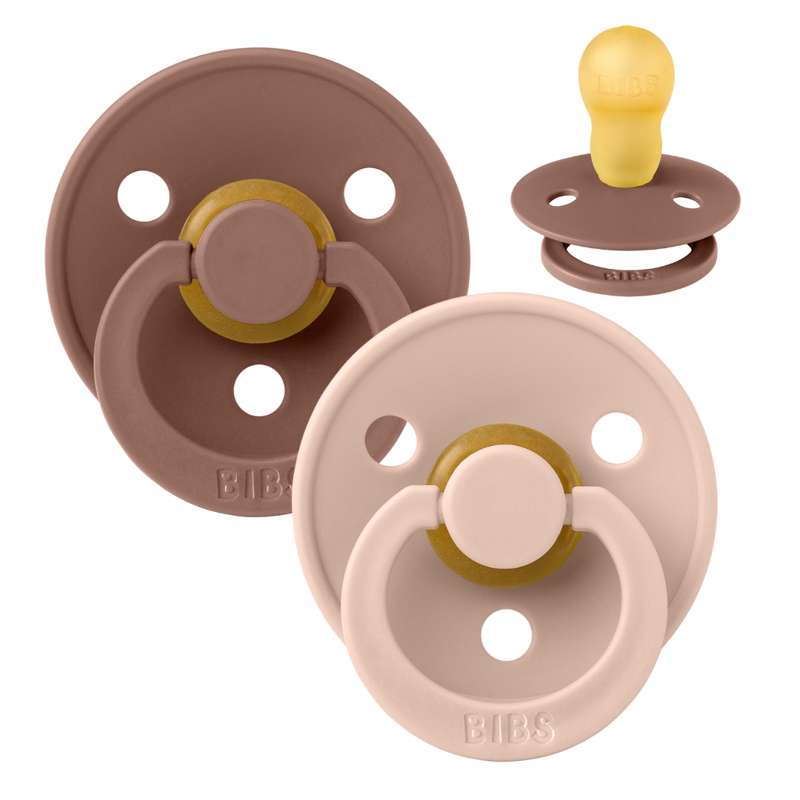 BIBS Rund Colour Sut - 2-Pak - Str. 2 - Naturgummi - Woodchuck/Blush