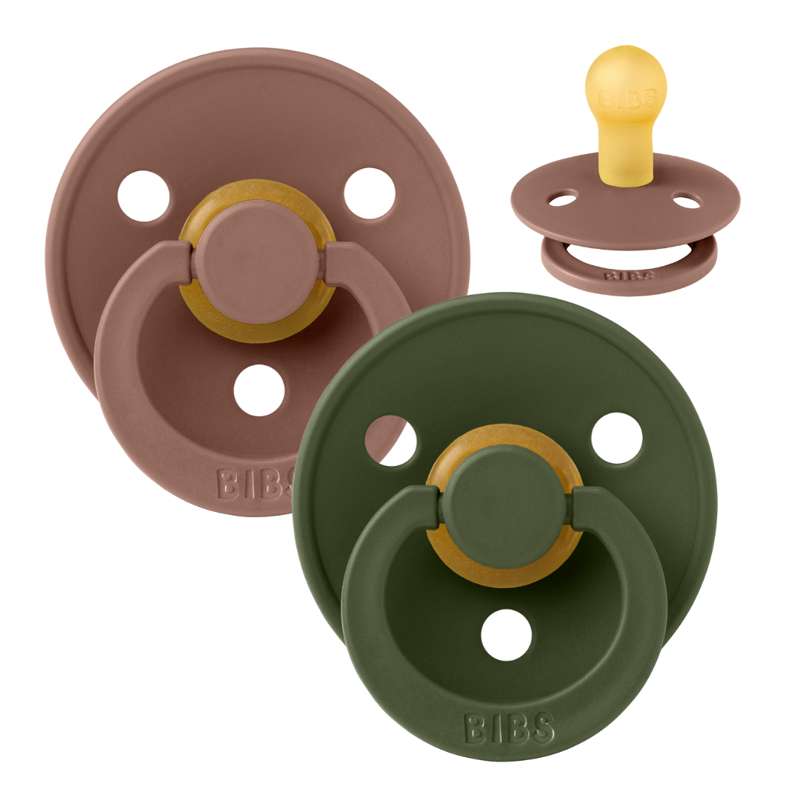 BIBS Rund Colour Sut - 2-Pak - Str. 2 - Naturgummi - Woodchuck/Hunter Green