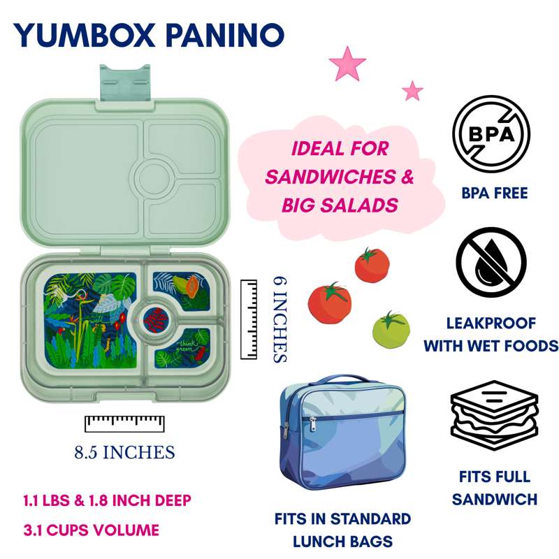 Yumbox Madkasse - Panino - 4 rum - Sage Green/Jungle