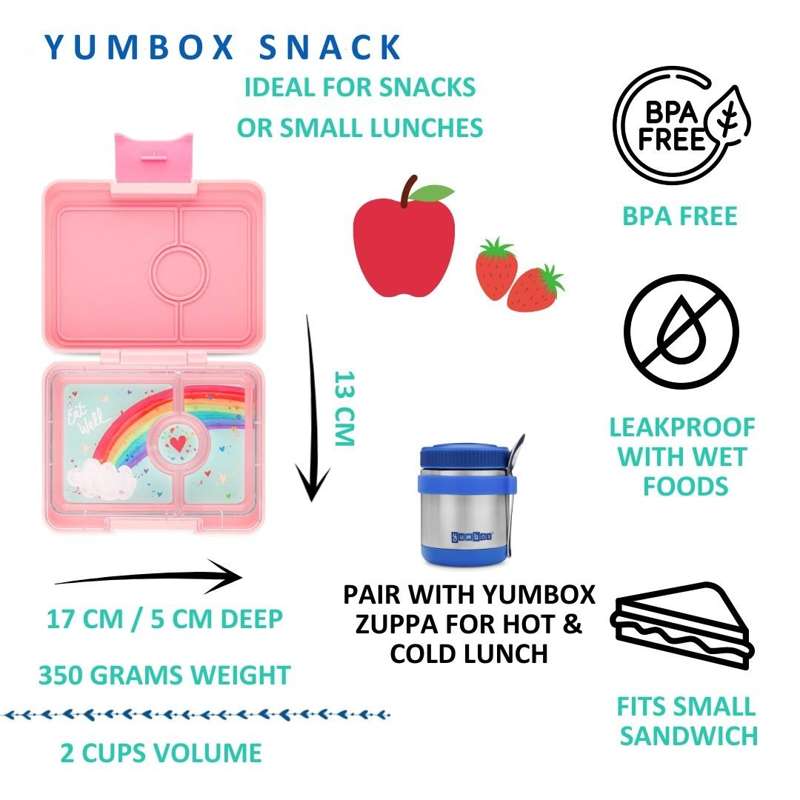 Yumbox Madkasse - Minisnack - 3 rum - Miami Aqua/Rainbow