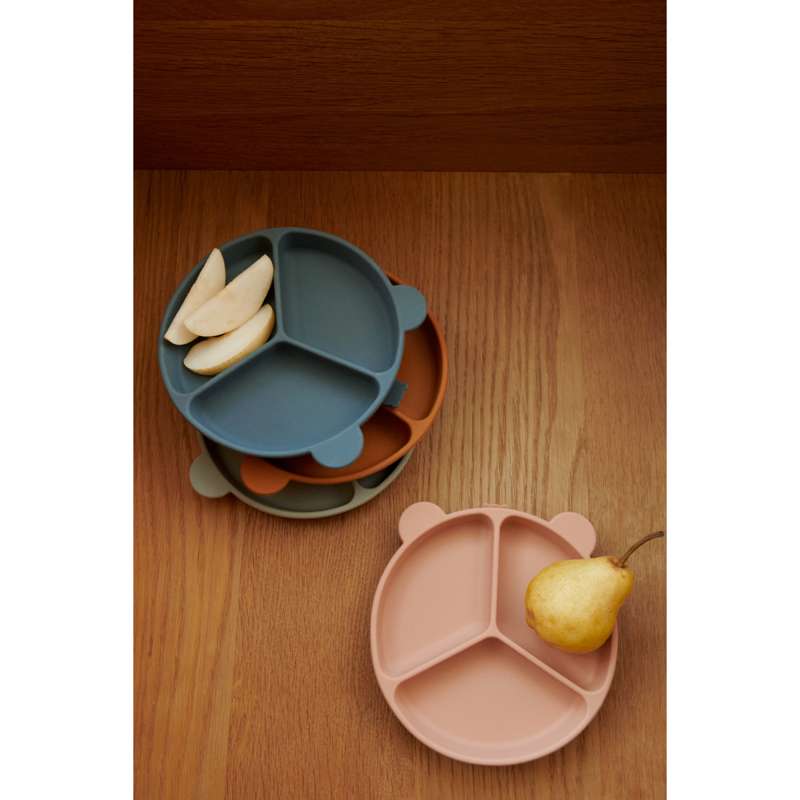 Liewood Stacy Skridsikker Ruminddelt Tallerken - 2-Pak - Mustard/Tuscany Rose Mix